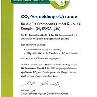 CO2 Vermeidungs Urkunde